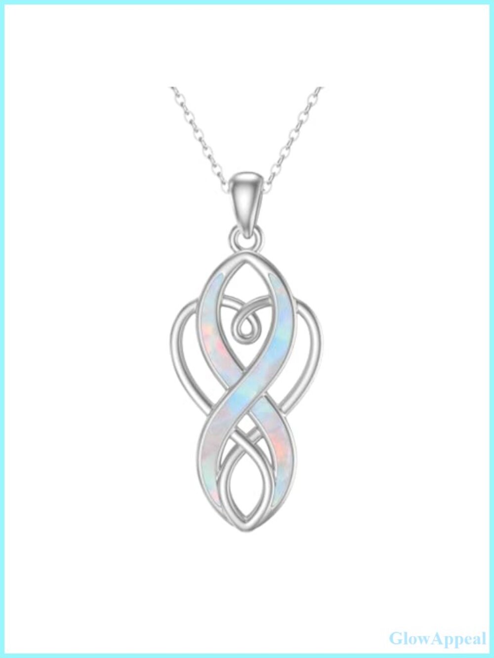 925 Sterling Silver Celtic Knot Opal Necklace Infinity Heart Pendant